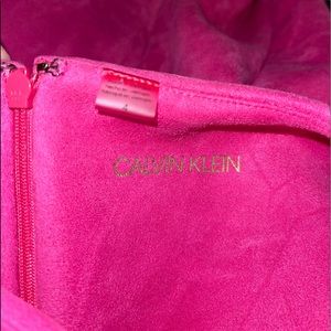 Pink Scuba Suede Petal Sleeve Calvin Klein Dress